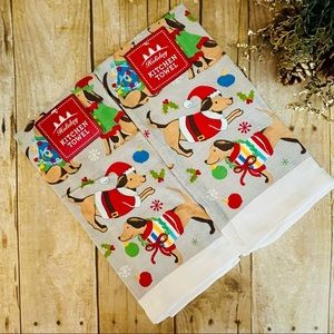 “Festive Christmas Puppies” Kitchen Towels (Set of 2)